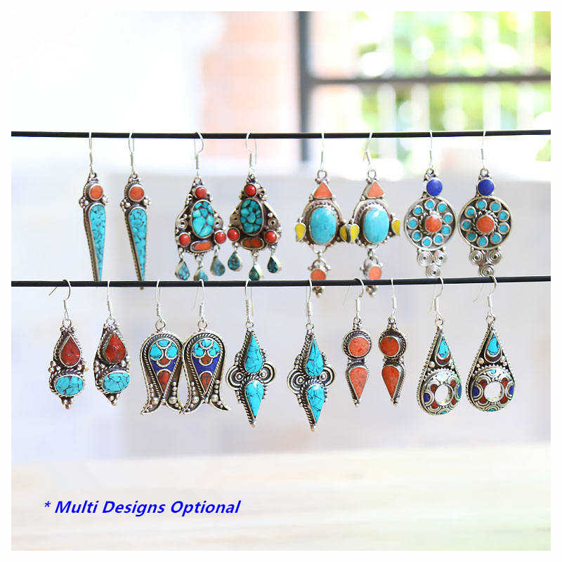 Ethnic Indian Fashion - E007 Indian Vintage Hand Earring Pair