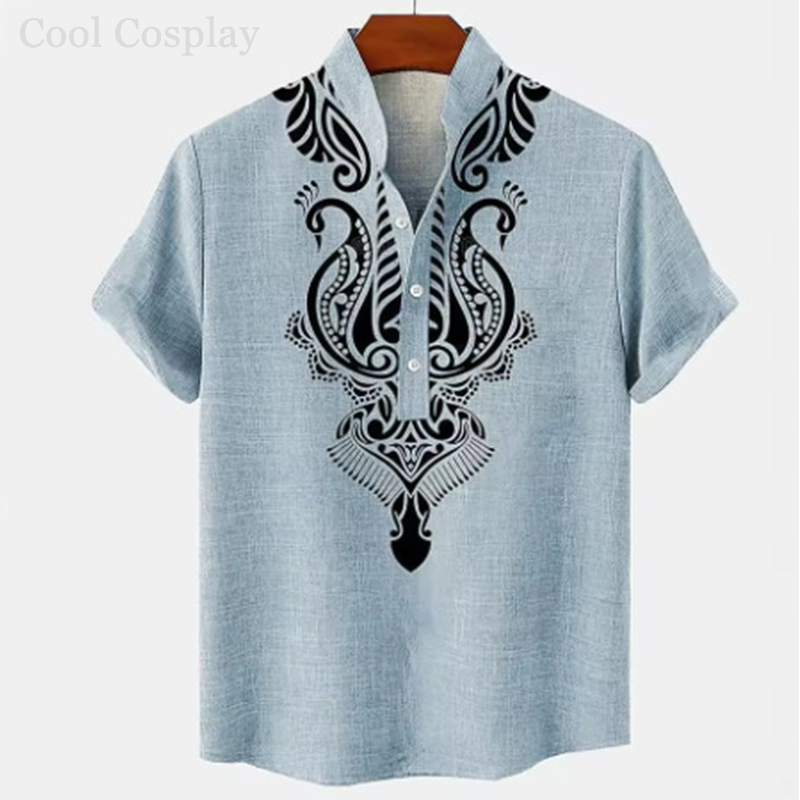 Male Retro Tops Henley Shirt M - огляд і ціна Ethnic Fashion Men