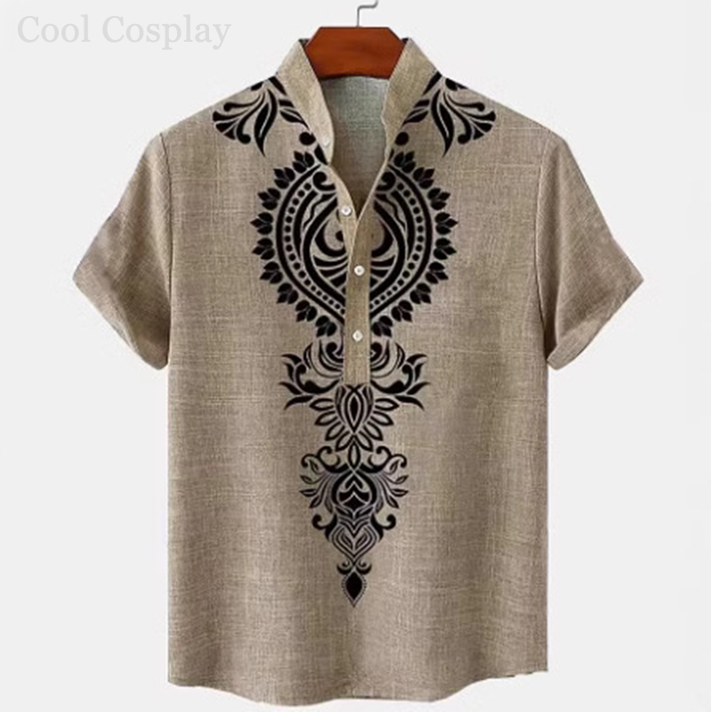 Male Retro Tops Henley Shirt M - огляд і ціна Ethnic Fashion Men