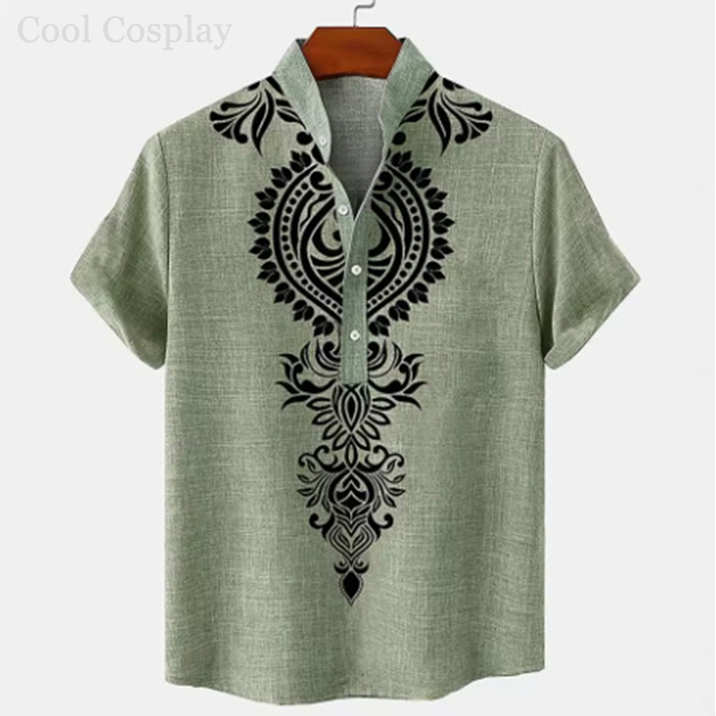 Male Retro Tops Henley Shirt M - огляд і ціна Ethnic Fashion Men