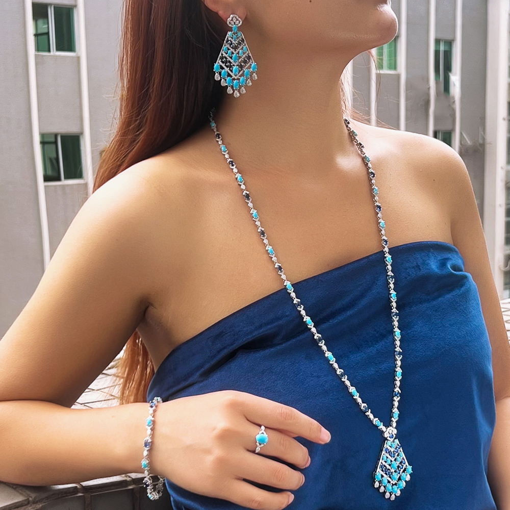 CWWZircons 4pcs Elegant Blue T - огляд і ціна Ethnic Fashion Dubai